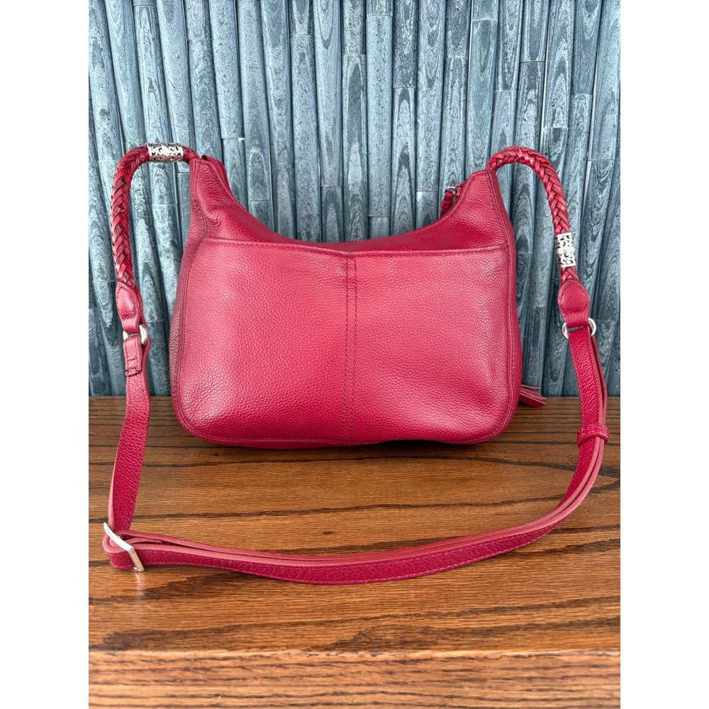 Brighton Barbados Red Pebbled Leather Crossbody Bag Heart Charm H733004 - Picture 2 of 8